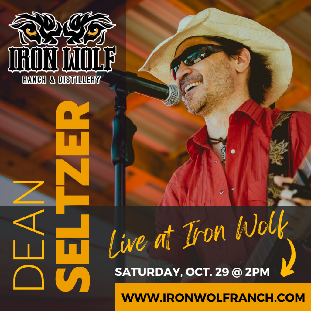 Concert promo for Dean Seltzer live at Iron Wolf on Saturday, October 29 from 2-5pm