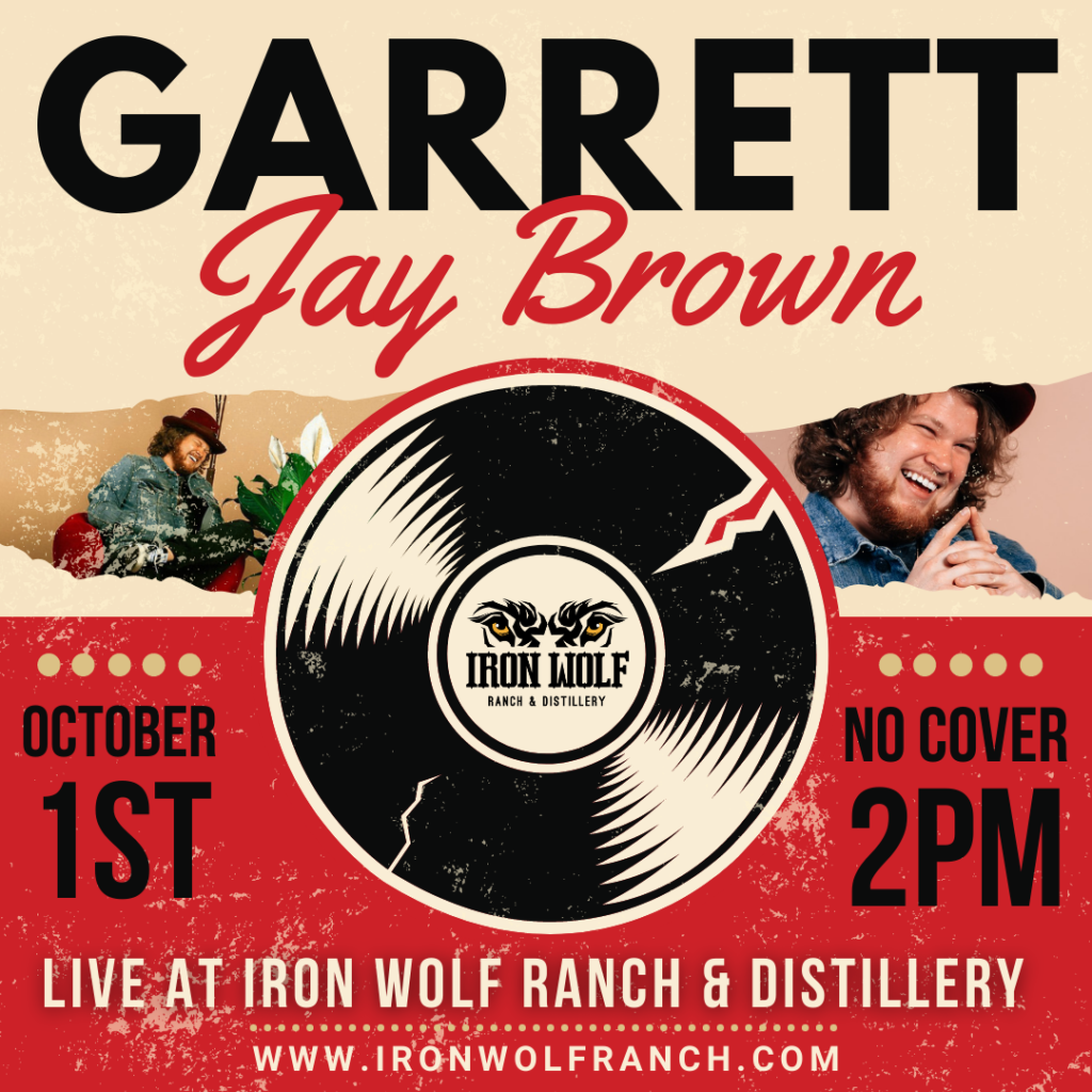 Promo image for Garrett Jay Brown live at Iron Wolf Oct. 1st 2-5pm