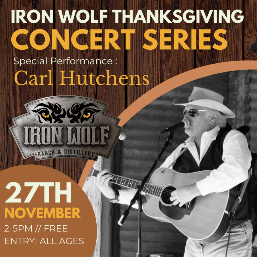 Promo image for Carl Hutchens live at Iron Wolf on Sunday 11/27 at 2pm