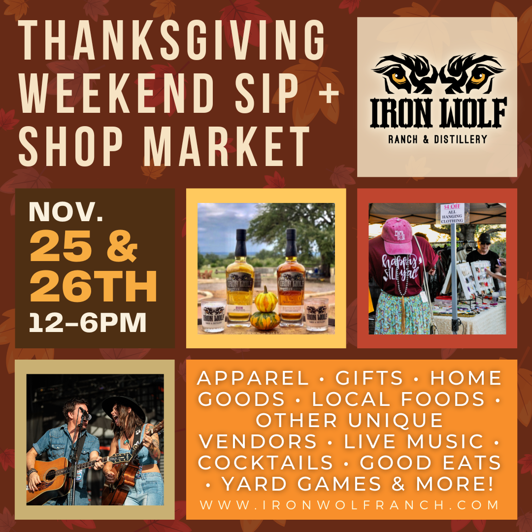Thanksgiving Weekend Sip & Shop outdoor market at Iron Wolf November 25-26 12-6pm