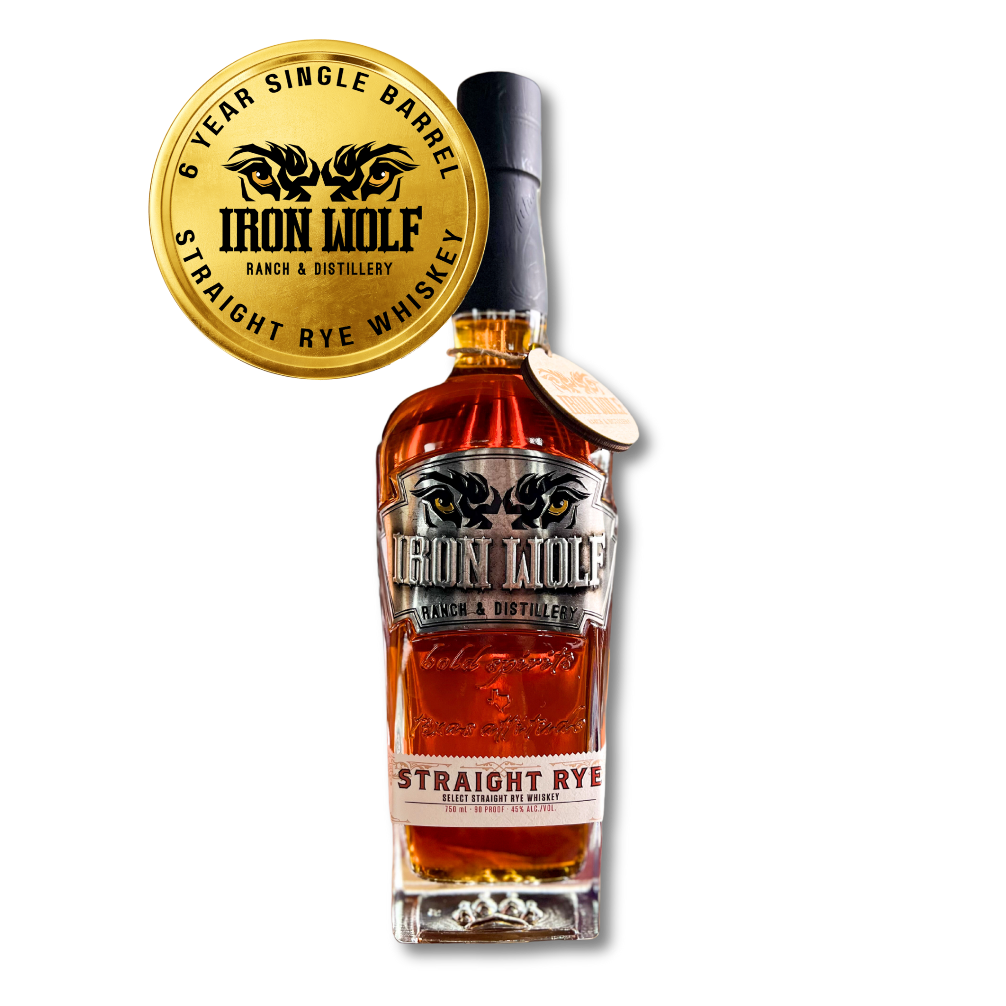 Rye Whiskey Transparent Bottle with badge for website